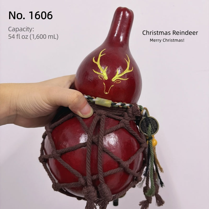 Collection Renne de Noël — Gourde en laque Urushi sculptée à la main